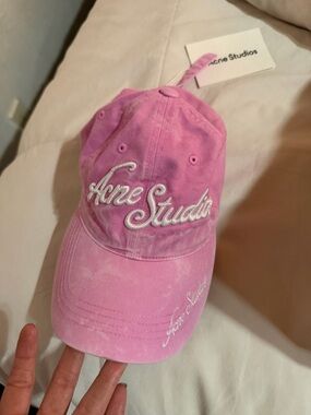 Acne Pink Tie-Dye Script Logo Baseball Cap